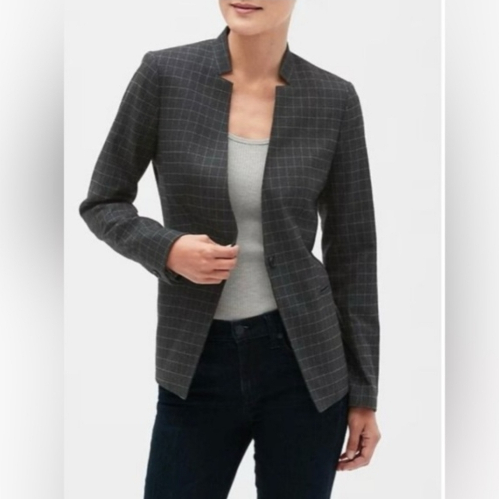 Banana Republic Women's Black Checkered Blazer